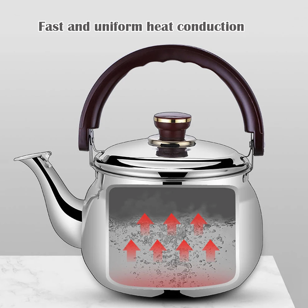 

Stainless Steel Boiling Water Kettle Thicken Large Capacity Whistling Pot Beep Reminder Teapot Suitable For Induction Cooker