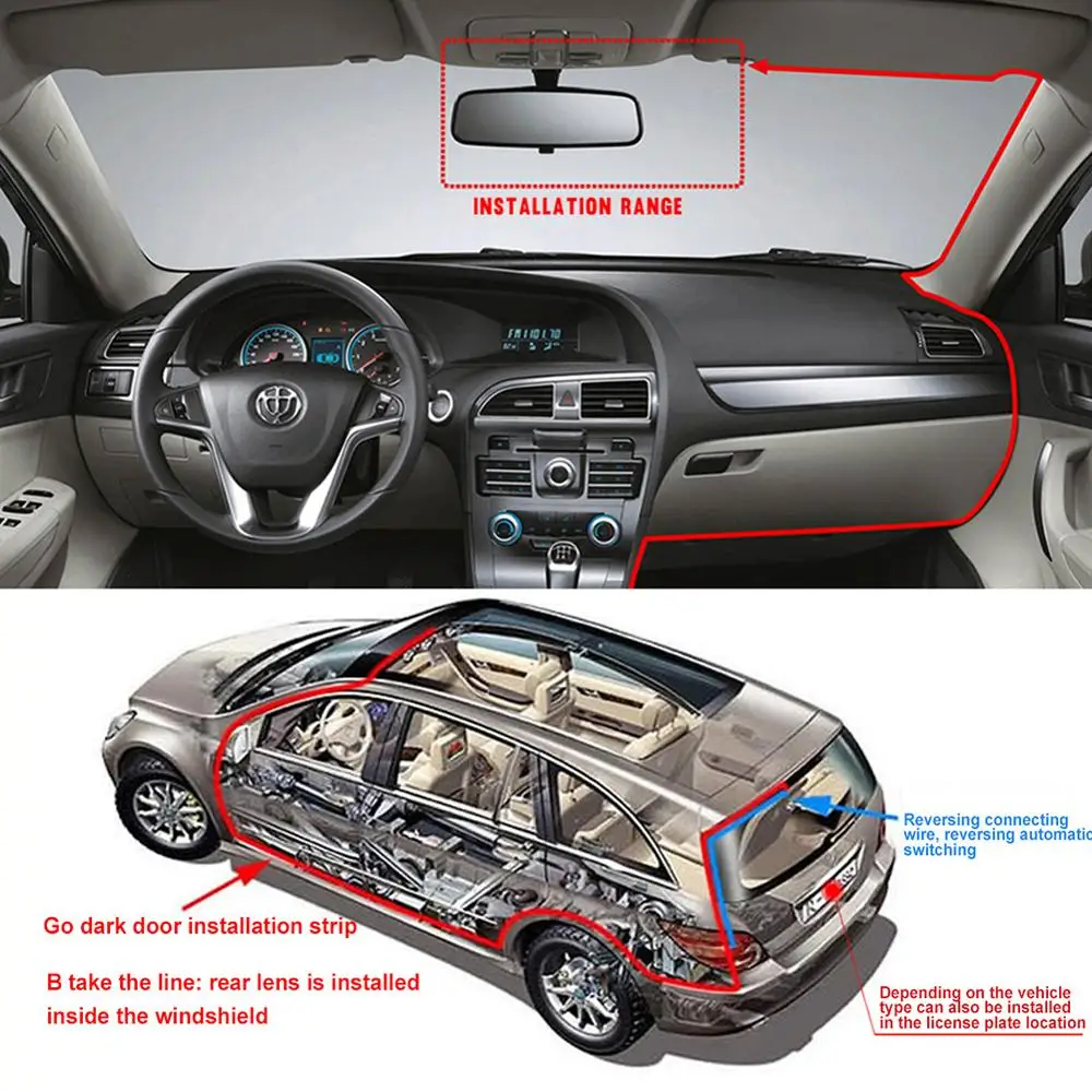 Автомобильный видеорегистратор 4 дюйма 2.5D двойной объектив HD 1080P камера ночного