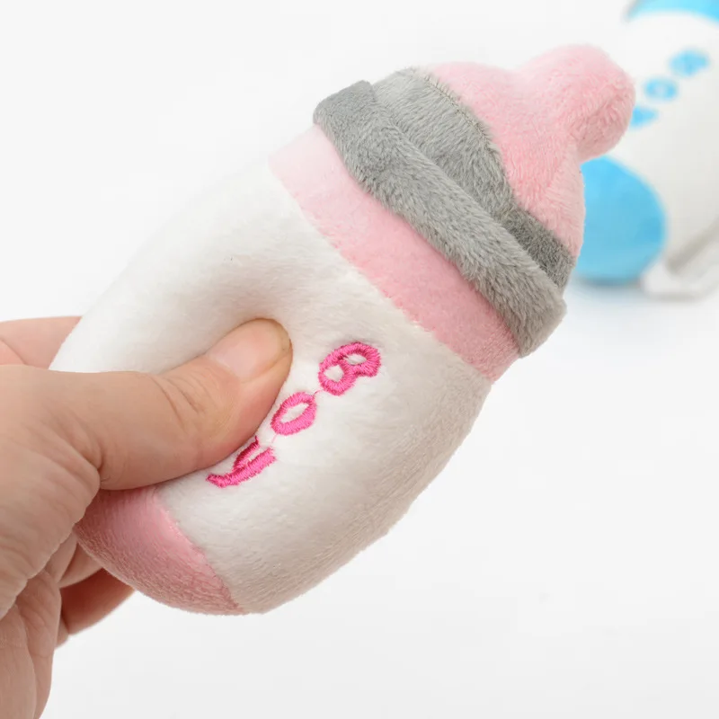 Cat Dog Sound Plush Toys Milk Bottle Puppy Pet Chew toy Squeak Teeth Cleaning For Dogs Screaming Toy | Дом и сад
