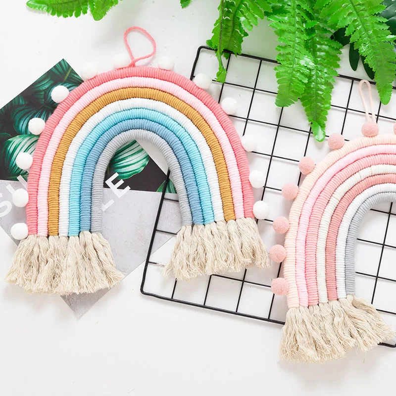 

Baby Room Decoration Nordic Style Wall Hanging Ornament For Photography Props Cute Colorful Tapestry Tassel Wall Hanging Toys