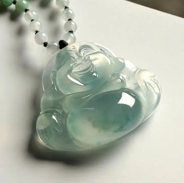 

Floating green jade Buddha pendant female ice type Maitreya Buddha jade pendant, big belly laughing кулоны и подвески ожерелье