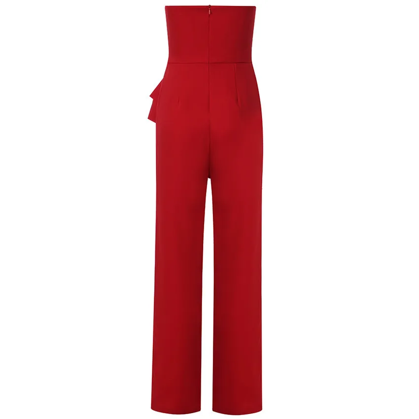 

UKCNSEP High Quality 2020 New Arrival Women Jumpsuit Strapless Bodycon Bow Full Length Elegant Sexy Jumpsuit Romper Overalls
