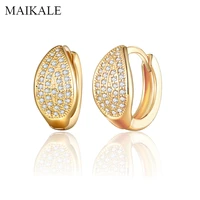 maikale classic u shape stud earrings for women cubic zirconia earrings gold silver color round ear studs fashion jewelry gifts