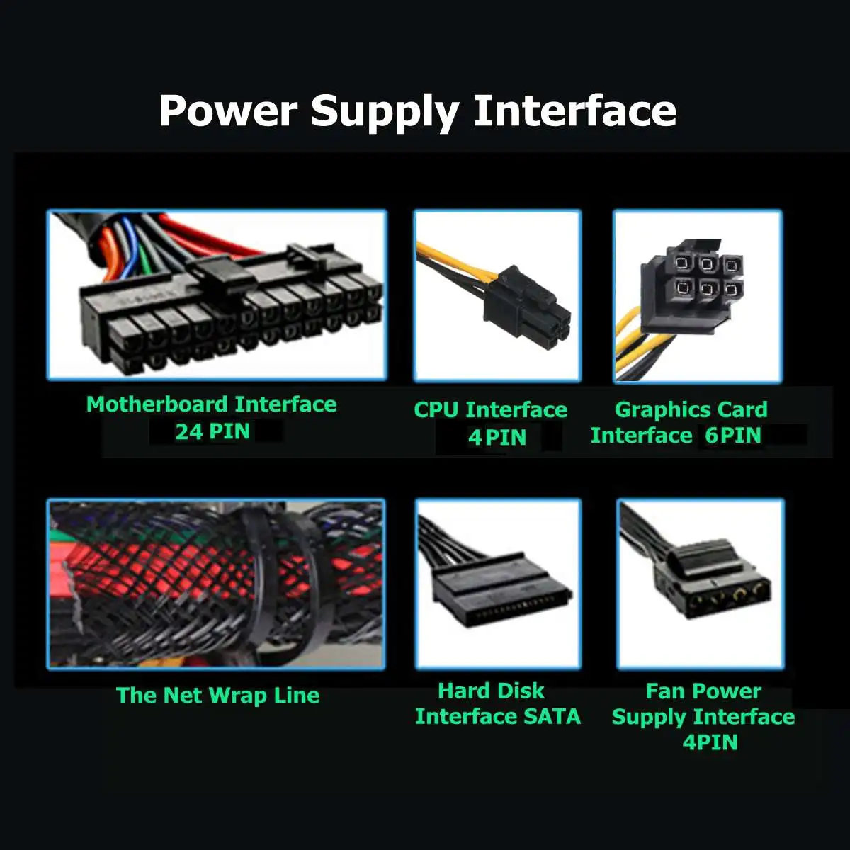 

110~230V 500W Power Supply 120mm LED Fan 24 Pin PCI 4 SATA ATX 12V PC Computer Power Supply for Desktop Gaming