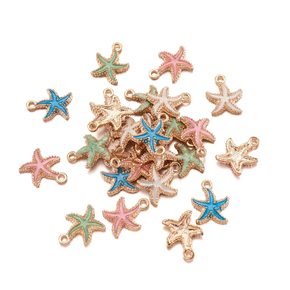 50 шт. эмалированные подвески из сплава в виде морской звезды для браслетов
