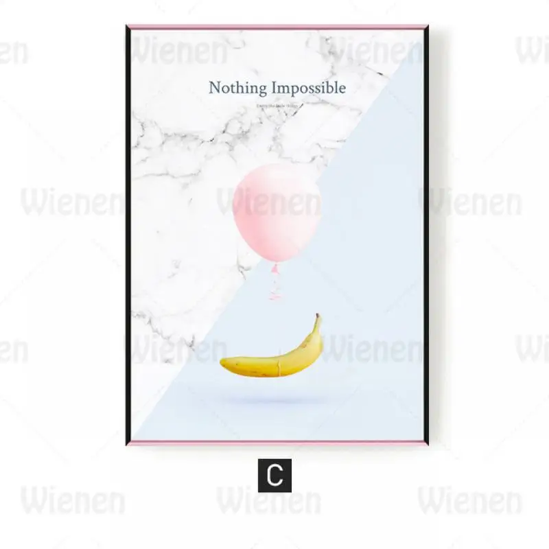 

Nordic Poster Pink Balloon Goldfish Banana Modern Home Decoration Living Room Bedroom Wall Art Canvas Painting Love Quote Wall
