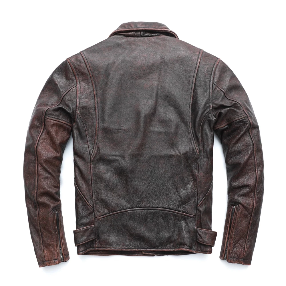 

Men Genuine Leather Jackets Vintage Motorcycle Jacket 100% Cowhide Leather Coat Biker Jacket Moto Clothing