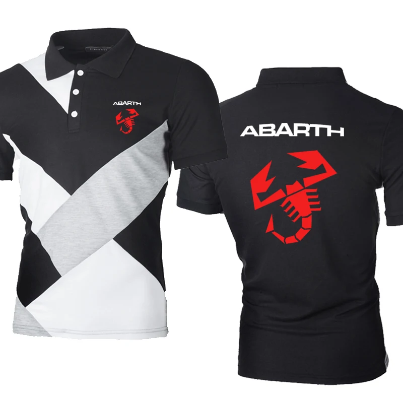 

Casual trend Abarth Car Logo Printing Spring Autumn short sleeve Splicing Cotton POLO shirt High Quality Men's POLO shirt