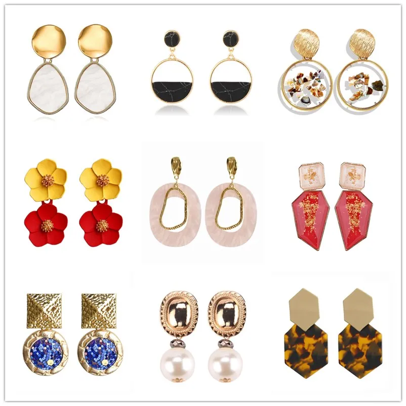 Женские серьги ZA с имитацией жемчуга металлические висячие из смолы в форме