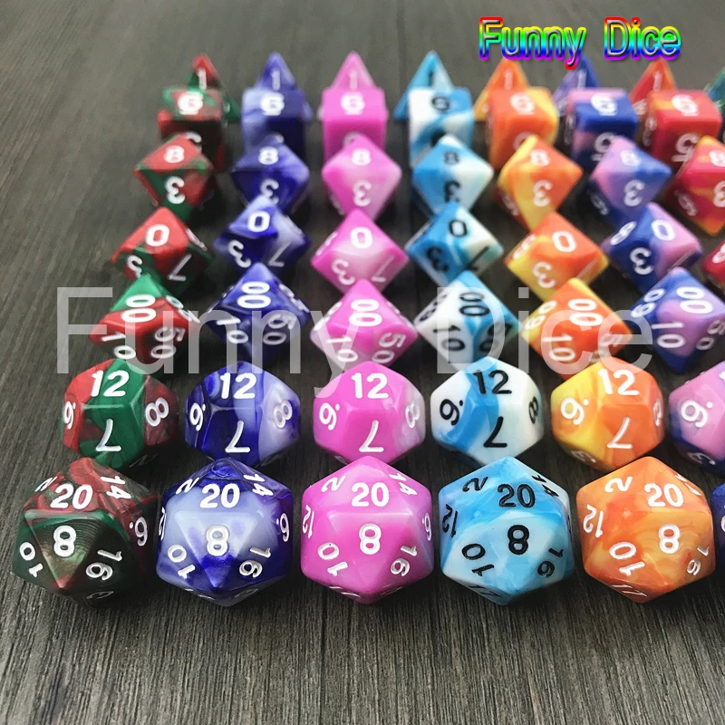 Смешанные цвета 7 шт./компл. D4 D20 небулярный эффект мульти сторонние игровые