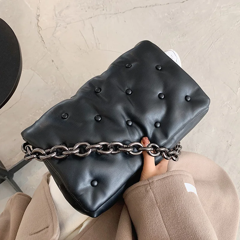 

NEW Solid Color PU Leather Crossbody Bags 2020 Designer Chain Crossbody bag Lady Shoulder Messenger Bag Purse Bolso Mujer