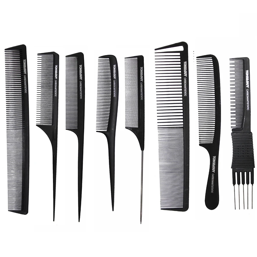 Профессиональная 8 шт. Парикмахерская карбоновая Расческа для стрижки