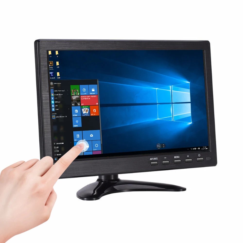 Монитор портативный 10,1 дюймов lcd HD сенсорный экран компьютер ПК экран 2 канала видео в безопасности монитор с динамиком HDMI VGA USB