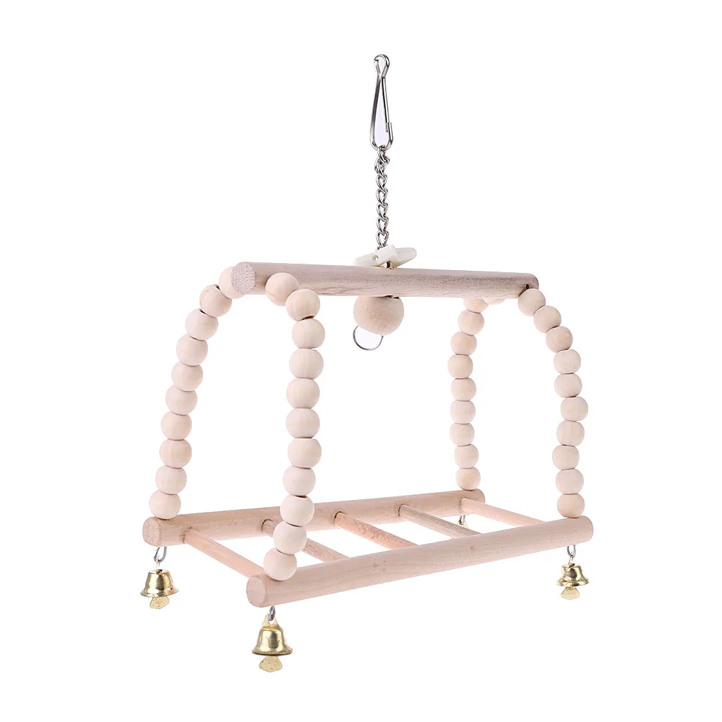 Искусственный мост натуральный деревянный попугай птичий подвесные бусины