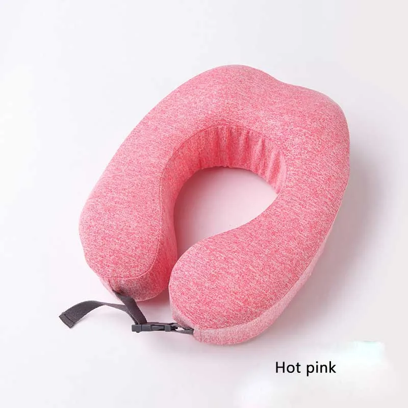 hot pink U-образная подушка для поддержки шеи с эффектом памяти, подушка для путешествий, самолет, подголовник для сна, офисные подушки для отдыха - Цвет: hot pink