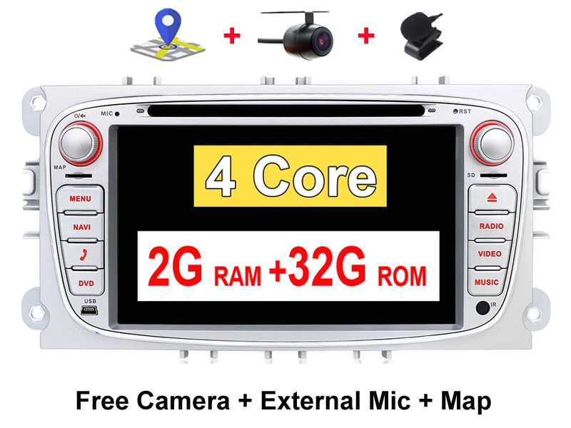 2 din Android 9,0 автомобильный DVD мультимедийный плеер gps Navi для Ford для Focus2 Mondeo Galaxy Wifi Аудио Радио Стерео головное устройство Canbus - Цвет: 4 CORE Silver 2G 32G