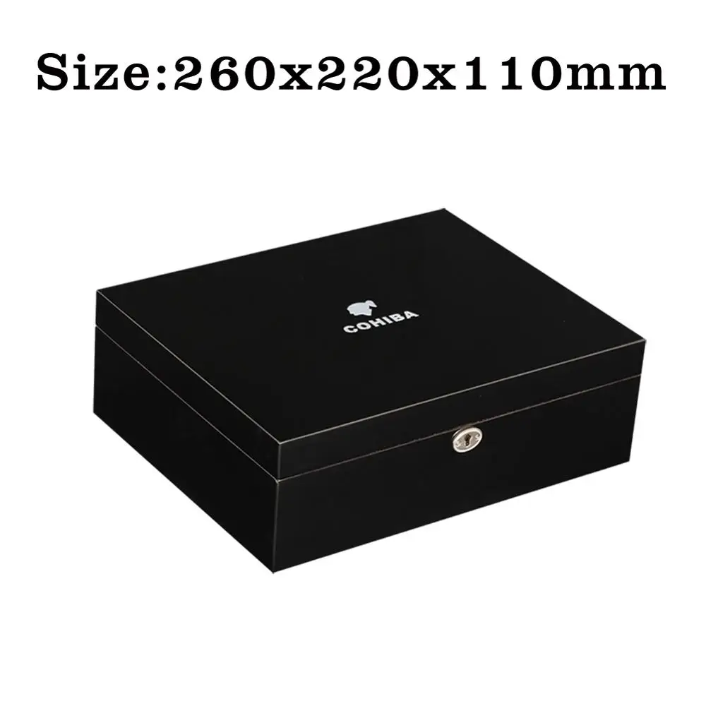 COHIBA кедровая древесина для сигар Humidor Box Пуро Чехол W/увлажнитель с гигрометром черный ящик для сигар Charuto Fit 75 Cuba сигары - Цвет: Серый