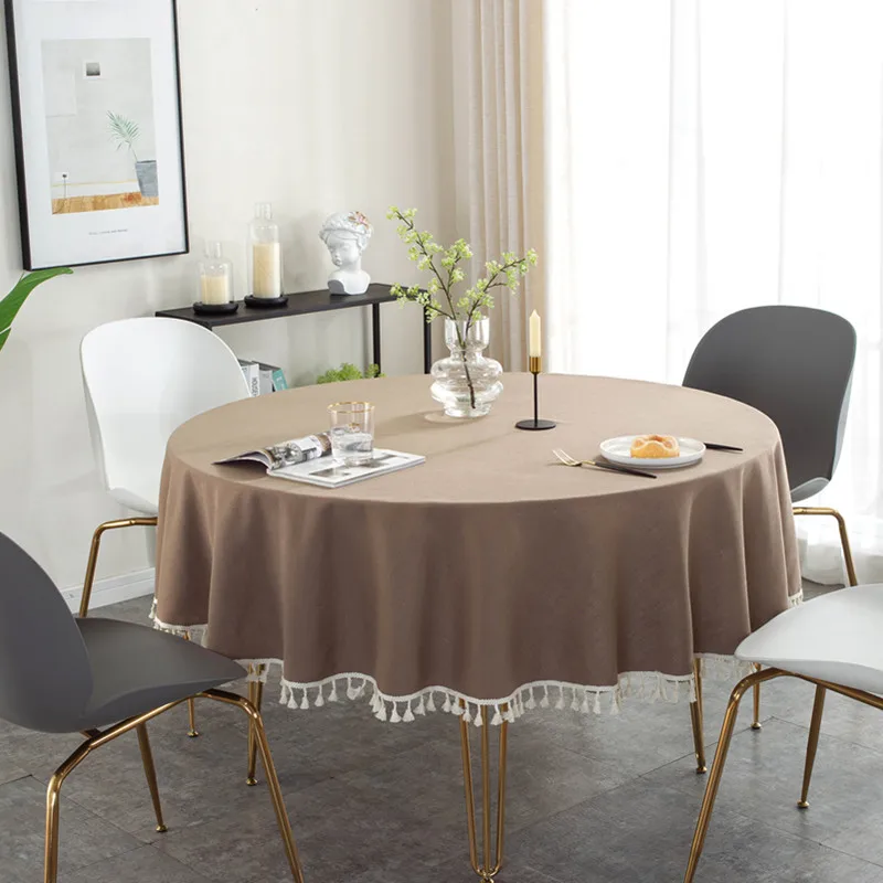 

Nordic Simple Table Cloth Round Solid Color Imitation Cotton Linen Table Cover Cloth Tablecloth Home Dining Party Table Decor