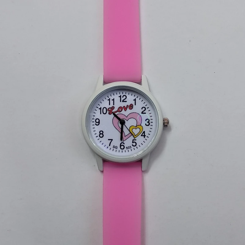 Часы Детские кварцевые с сердечками романтичные водонепроницаемые спортивные