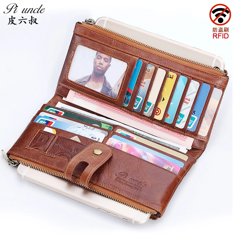 Длинный кошелек из натуральной кожи для мужчин брендовая дорожная Обложка