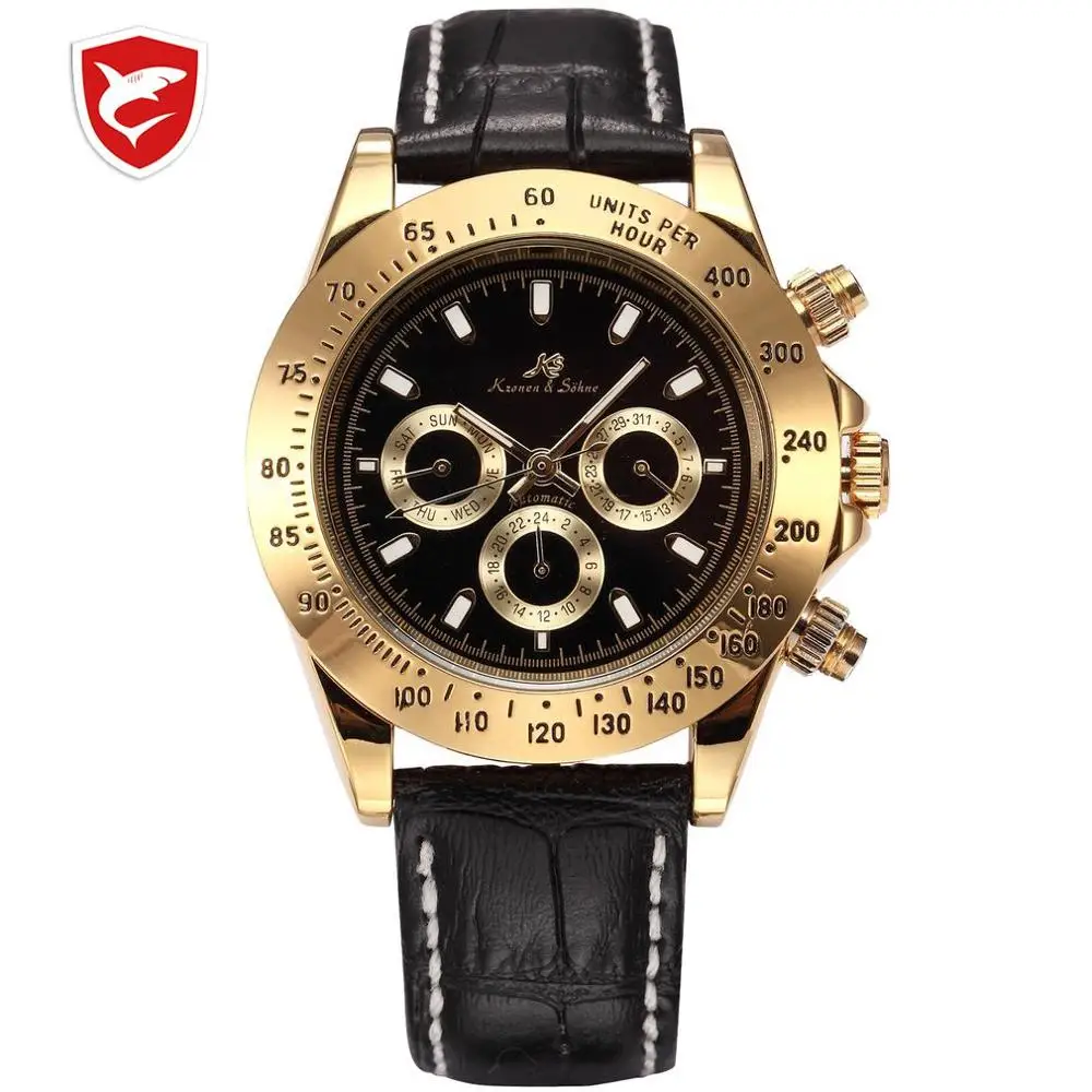 gold black Ks Imperial Роскошные мужские часы с календарем, датой и датой, мужские часы, полностью стальные автоматические механические часы, золотой чехол, мужские часы/KS164 - Цвет: gold black