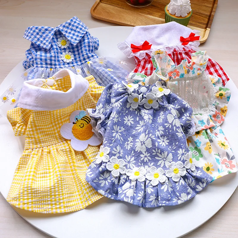 

Cute Flowers Summer Pet Costume Small Dog Dress Cat Skirt Dog Clothing Bichon Yorkshire Poodle Pomeranian Schnauzer Dog Dresses