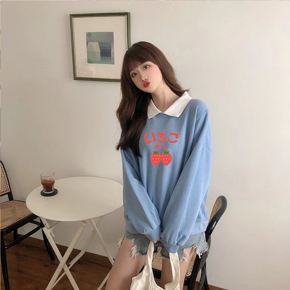 Уличная толстовка с капюшоном рубашка-поло Женская и милым мультяшным принтом в