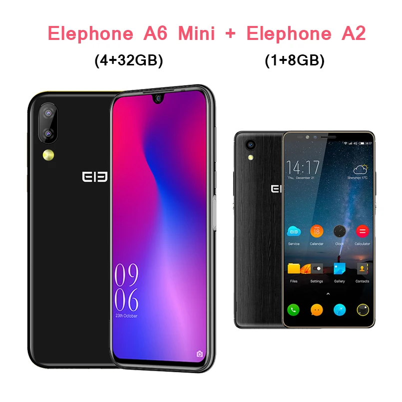 With Elephone A2 Elephone A6 Mini, 5,71 дюймов, экран капли воды, мобильный телефон, Android 9,0, MT6761, четыре ядра, HD+ 4 Гб+ 32 ГБ, 16 МП, 3180 мАч, 4G смартфон - Цвет: With Elephone A2