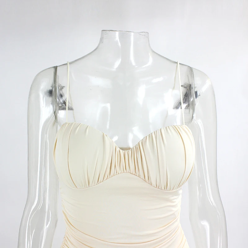 

Strapless Summer Dress Women Ruched Sleeveless Sexy Mini Dress Backless Bodycon Club Party Bandage Dress 2021 Fashion