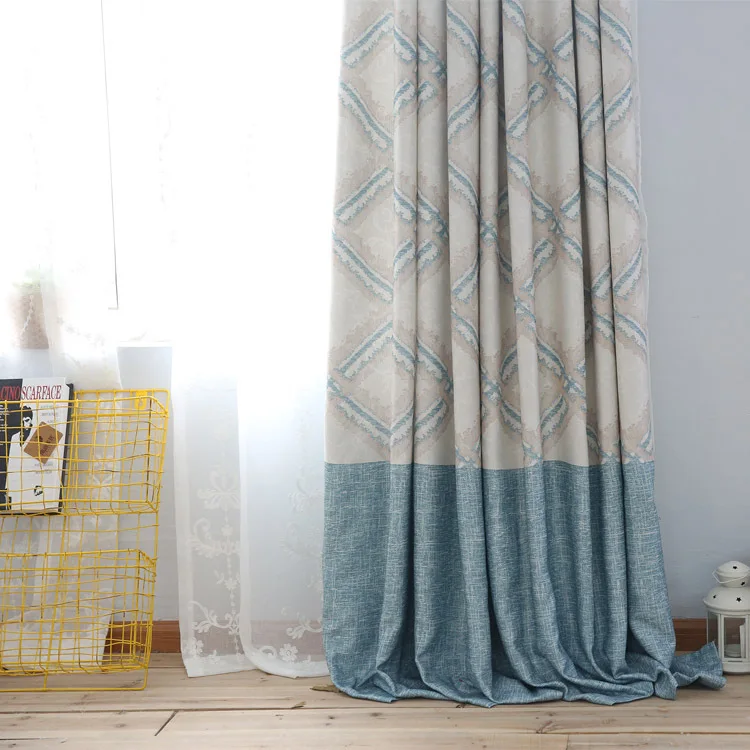 Новые простые маленькие свежие синие занавески с принтом креста для гостиной