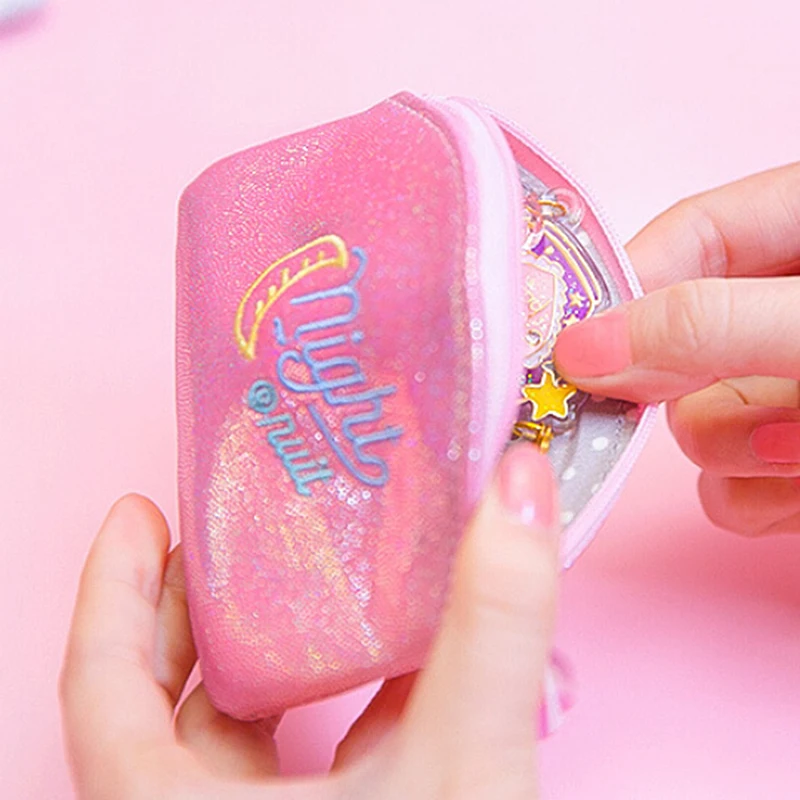 

Новый Кошелек для монет с вышивкой задний фон луна ночь с блестками Одежда для девочек мини деньги сумки наушники Kawaii брелок для ключей Сумк...