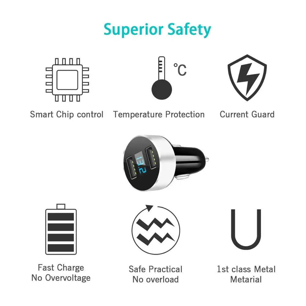 YIBEIKA18W цвета в ассортименте de coche USB para for iPhone Xiaomi двойной Пуэрто-Зарядное