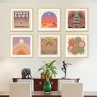 Богемный ретро счастливая Цитата квадратный печатный плакат солнце лица холст живопись абстрактные винтажные настенные картины гостиная домашний декор