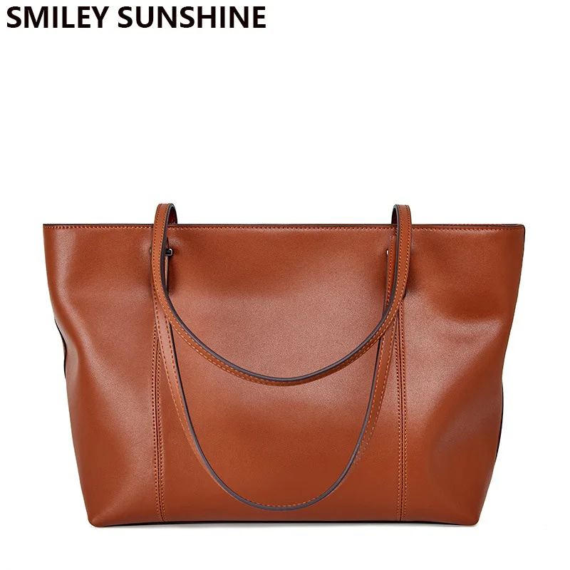 High Capacity Real Genuine Leather Women Shoulder Bags 2021 Designer Handbag High Quality Luxury Brand Ladies Tote Hand Bag New