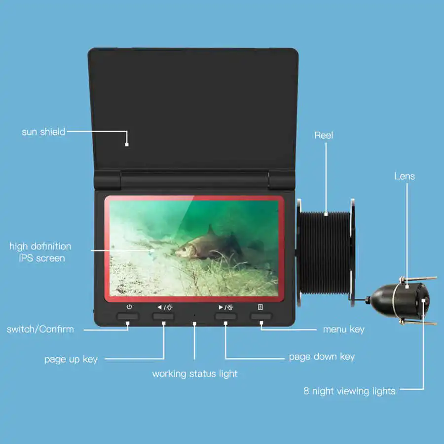 Видеокамера для рыбалки X6C 720P 8 супер ночных визуальных рыбопоисковых приборов 180