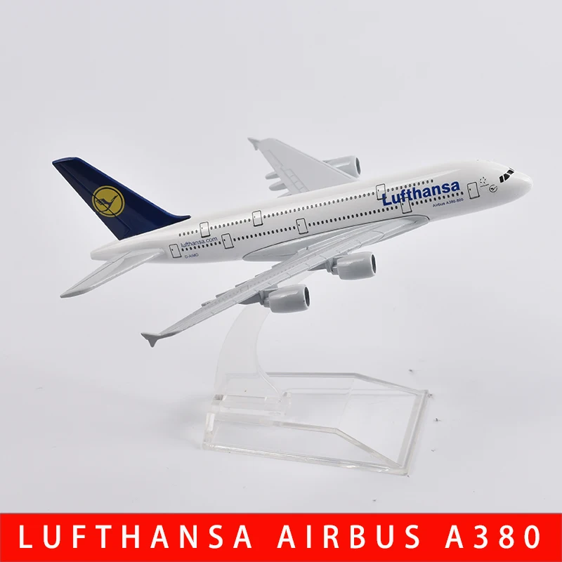 JASON TUTU-modelo de avi&oacute;n Lufthansa Airbus A380, 16cm, Metal fundido a presi&oacute;n, escala 1/400, colecci&oacute;n de regalos-1