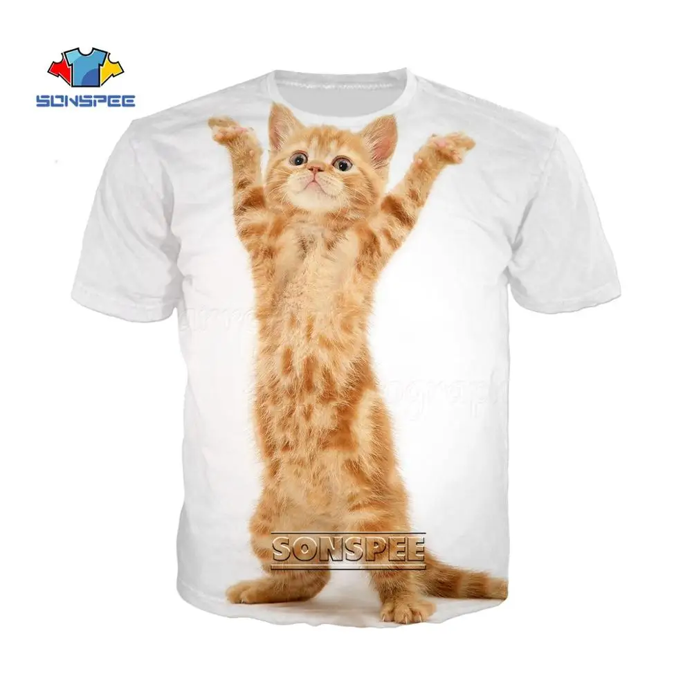 SONSPEE 3D и изображением кота с принтом в стиле Джокер кошки Харадзюку футболка хип