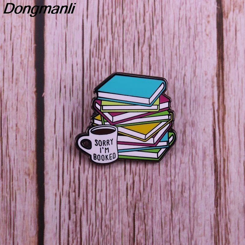 

LB414 Book and Coffee Enamel Pins Brooches Women Fashion Lapel Backpack Bags Badge Jewelry
