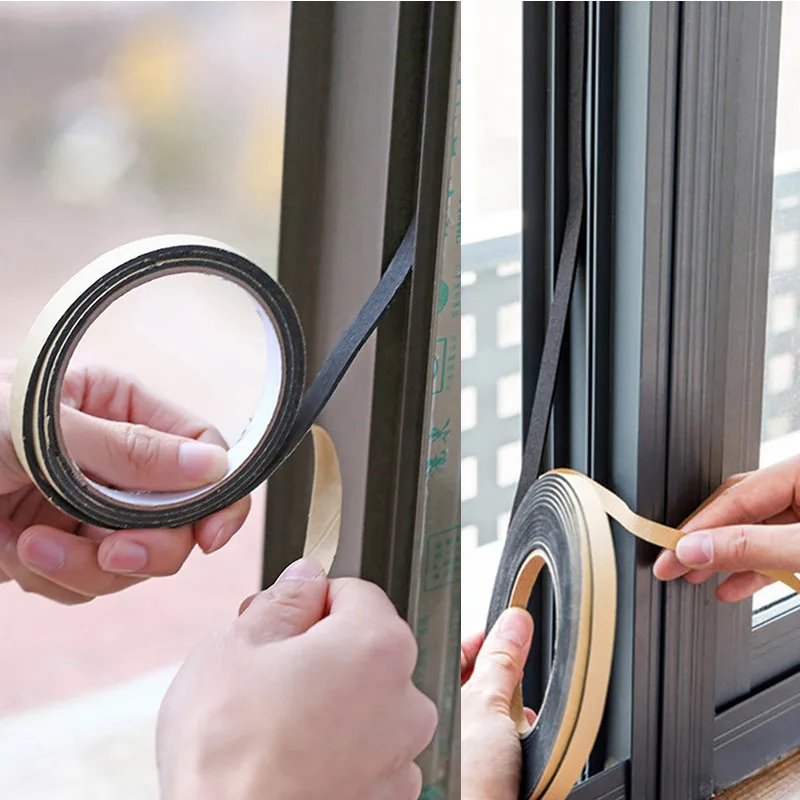 Tira de sellado autoadhesiva para puerta y ventana, cinta de espuma de un solo lado, 2m-5