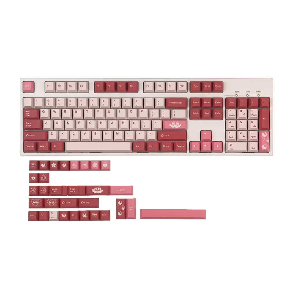 

128 шт., колпачки для клавиш Cherry Profile DYE-SUB для механической клавиатуры Cherry MX Switch, колпачки для клавиш GK61 SK61 TKL87 108