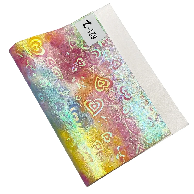 

Heart Shape Embossed Cloud Iridescent Pastel Colorful Waterproof PU Holographic Faux Leather Fabric for Bag/Clothing