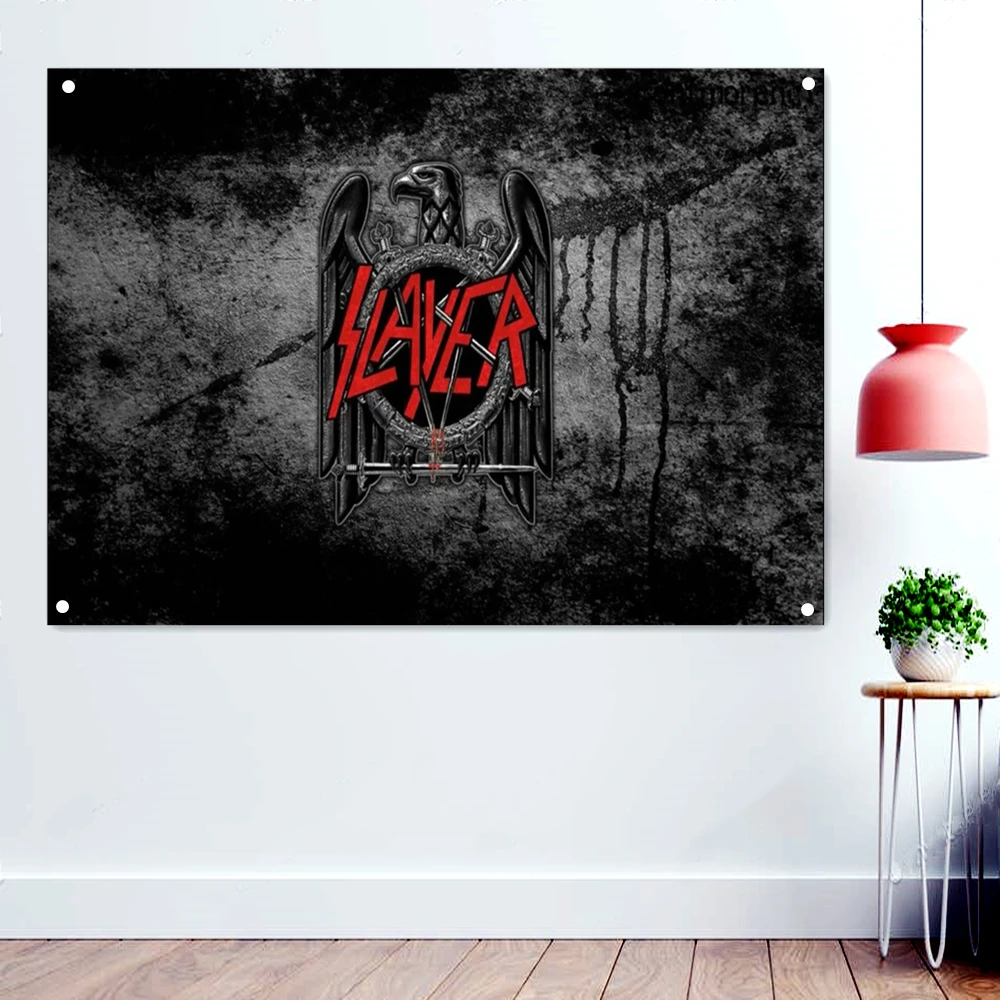 

Heavy Metal Music Rock Band Banner Wall Chart Fantastically Brutal Dark Art Flag Skull Tattoo Art Poster Hanging Cloth Tapestry