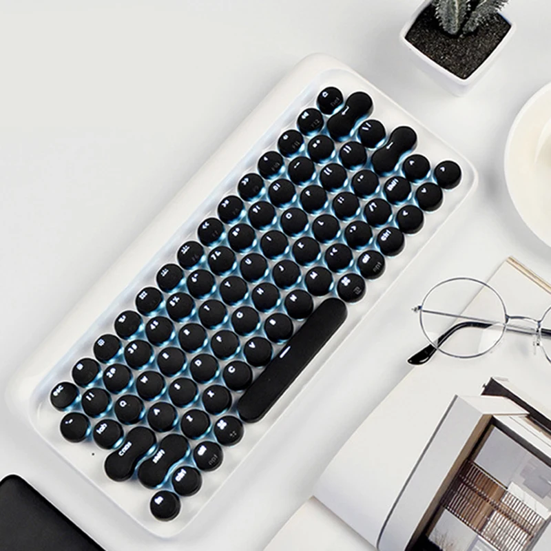 Typewriter Keyboard Wireless Bluetooth RGB Backlight Retro Mechanical Keyboard for Cellphone Tablet Laptop @M23