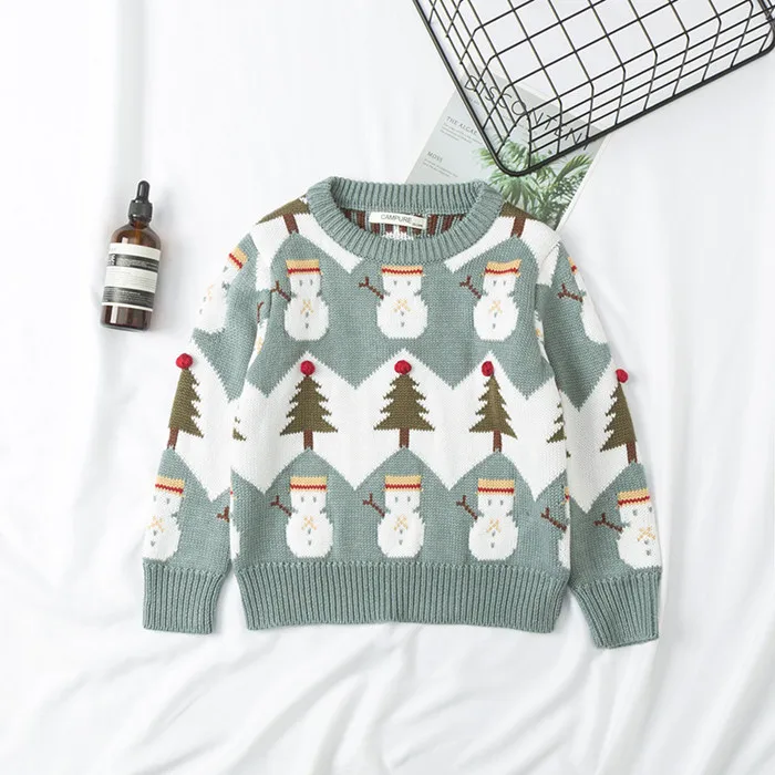 Серый New Autumn and Winter Cotton Knit Christmas Sweater Mommy and Me Clothes Family Matching Clothes - Цвет: Серый