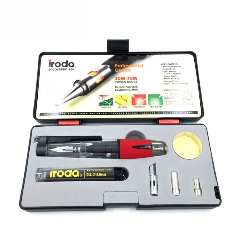 Беспроводной Газовый паяльник Iroda PRO-50 30 Вт-70 Вт паяльник для наполнения газом используется непрерывно в течение 30 минут - Цвет: pro-50k kit