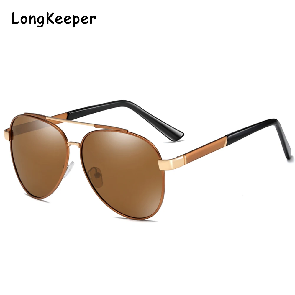 

Classic Pilot Polarized Sunglasses Men Vintage Oversize Polarized Sun glasses Men Coating Lens Driving Fishing Eyewear Brown UV