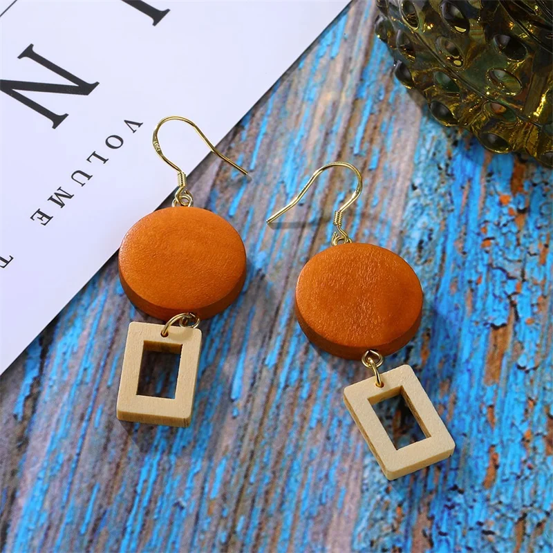 Винтажные висячие серьги IFMIA 2019 из натурального дерева в богемном стиле для