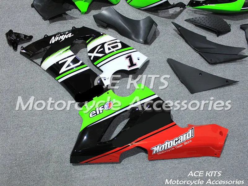 Мотоциклетный обтекатель abs, пригодный для kawasaki Ninja ZX6R 599 636 2005 2006 корпусные детали пресс-форм черный ACEKITS Магазин № 0178