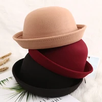 ladies spring summer bowler hat cute sweet round solid color can be restored beach sunscreen photography parent child cap a85