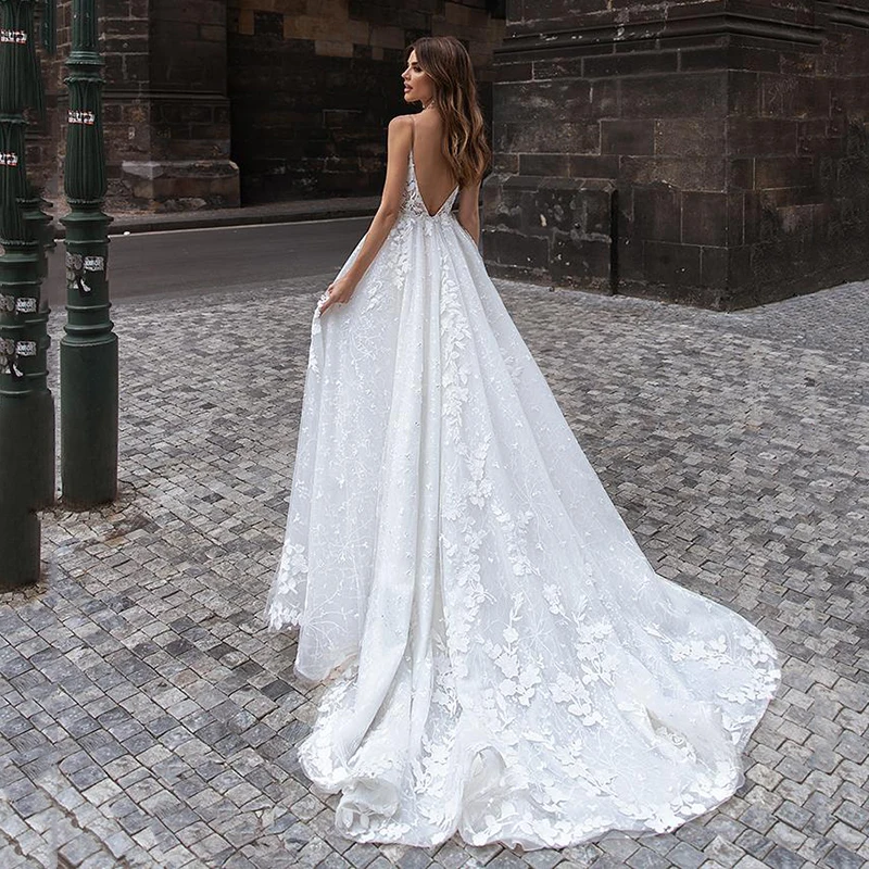 

BAZIIINGAAA Simple Wedding Dress Lace Little Beading Strapless Dress Luxury Wedding Gowns Bridal Can Be Washed Bride Dresses